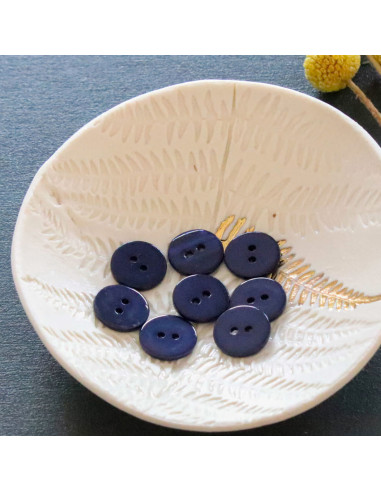 Bouton nacre plat 2 trous - Bleu marine