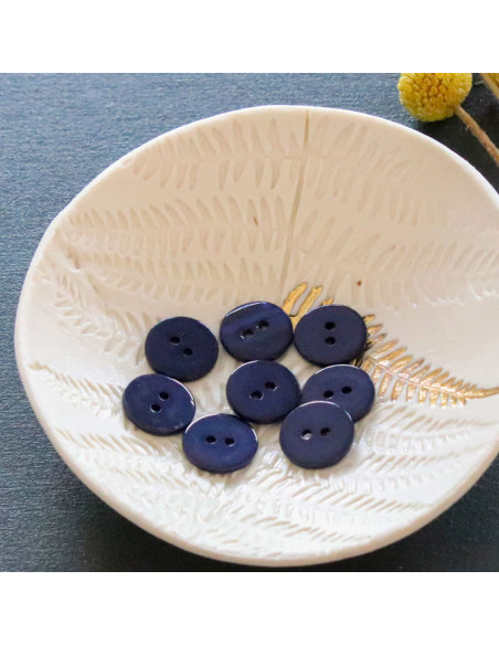 Bouton nacre plat 2 trous - Bleu marine