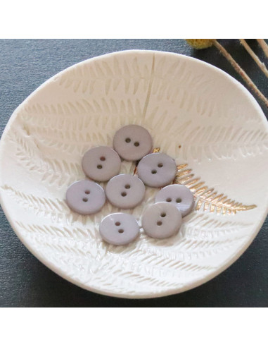 Bouton nacre plat 2 trous - Gris perle