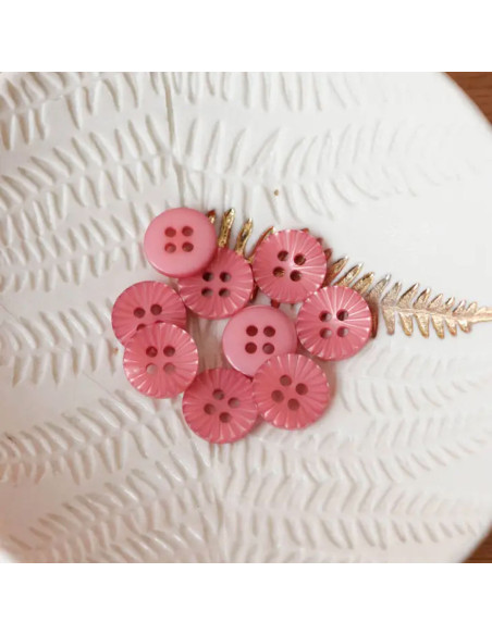 Bouton pâquerette 4 trous - Vieux rose