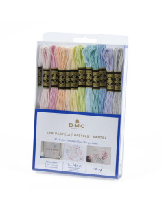 Pack de 12 échevettes fils à broder moulinés DMC - Les pastels 2