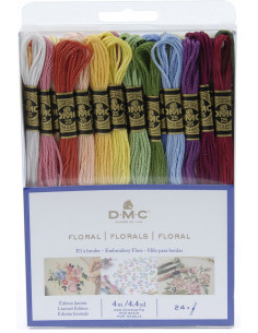 Pack de 24 échevettes fils à broder moulinés DMC - Floral