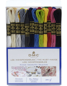 Pack de 24 échevettes fils à broder moulinés DMC - Les indispensables