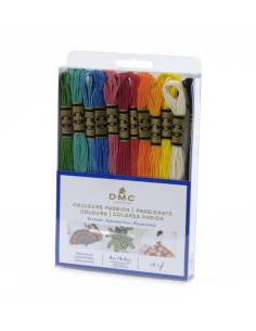 Pack de 12 échevettes fils à broder moulinés DMC - Couleurs passion 2