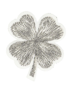 Écusson thermocollant trèfle lurex - Argent