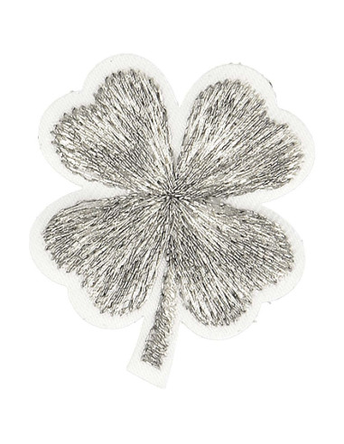Écusson thermocollant trèfle lurex - Argent