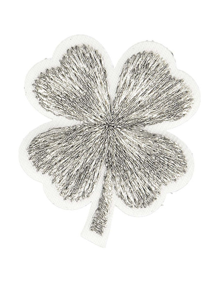 Écusson thermocollant trèfle lurex - Argent