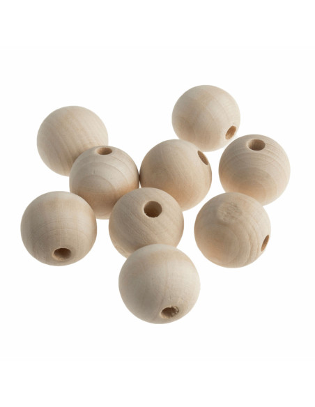 Perles artisanales en bois pour macramé - 25 mm