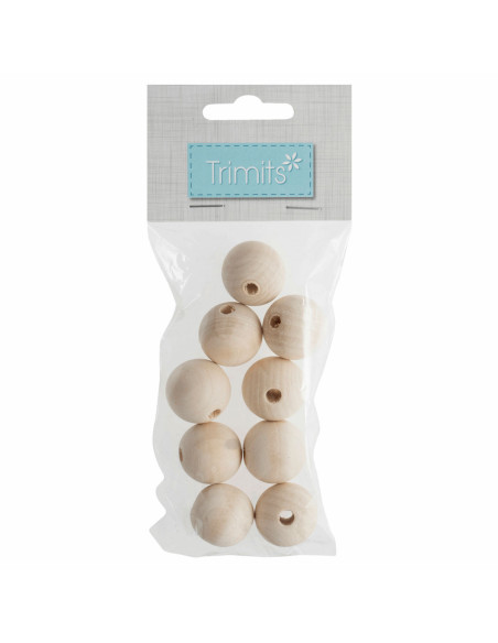 Perles artisanales en bois pour macramé - 25 mm