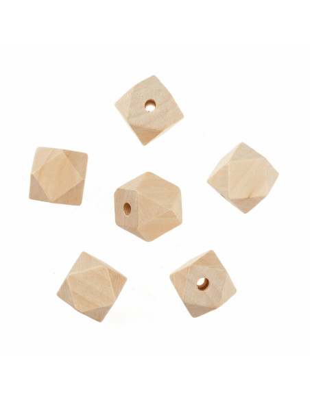 Perles géométriques artisanales en bois pour macramé - 20 mm