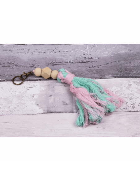 Perles géométriques artisanales en bois pour macramé - 20 mm