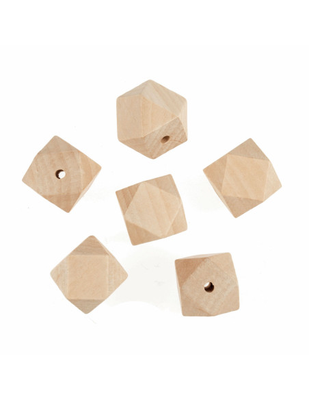Perles géométriques artisanales en bois pour macramé - 30 mm