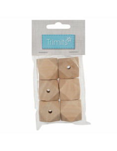 Perles géométriques artisanales en bois pour macramé - 30 mm 2
