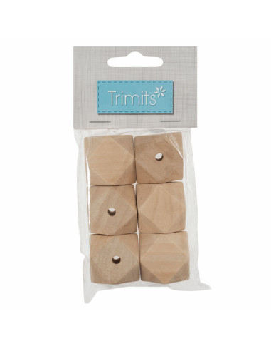 Perles géométriques artisanales en bois pour macramé - 30 mm
