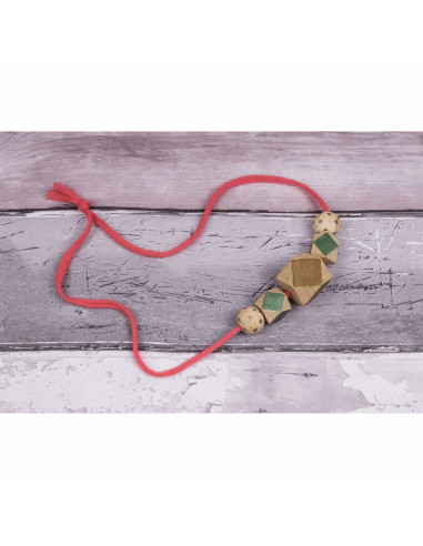Perles géométriques artisanales en bois pour macramé - 30 mm