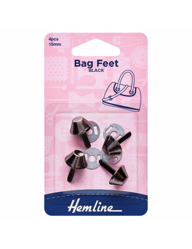 Lot 4 patins pour sacs 15 mm - Nickel noir