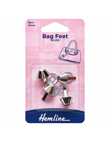 Lot 4 patins pour sacs 15 mm - Argent