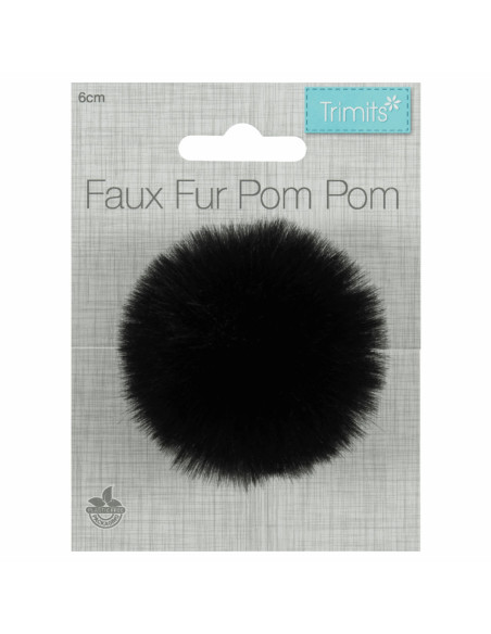 Pompon imitation fourrure 6 cm - Noir