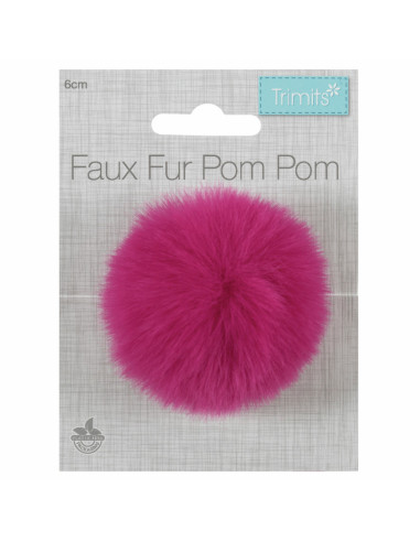 Pompon imitation fourrure 6 cm - Cerise
