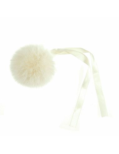 Pompon imitation fourrure 6 cm - Crème