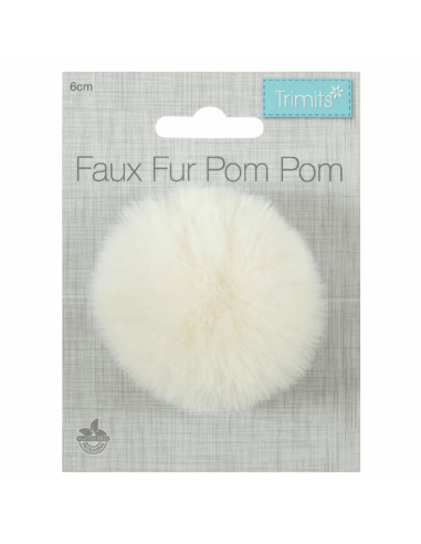 Pompon imitation fourrure 6 cm - Crème