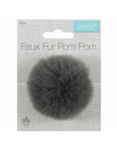 Pompon imitation fourrure 6 cm - Gris