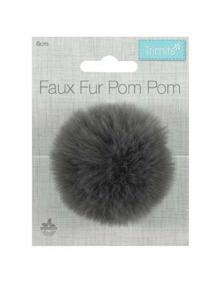 Pompon imitation fourrure 6 cm - Gris