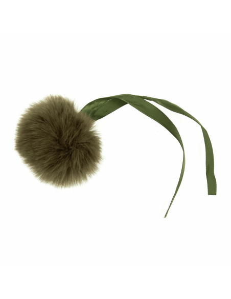 Pompon imitation fourrure 6 cm - Kaki