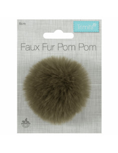 Pompon imitation fourrure 6 cm - Kaki 2