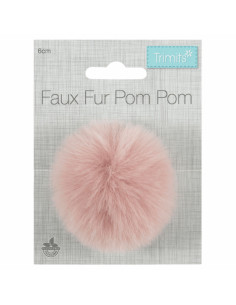 Pompon imitation fourrure 6 cm - Rose clair 2