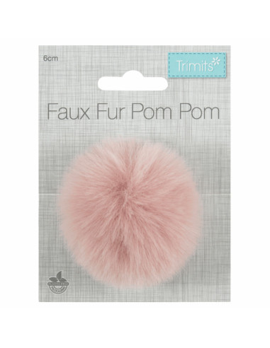 Pompon imitation fourrure 6 cm - Rose clair