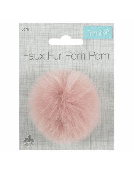 Pompon imitation fourrure 6 cm - Rose clair