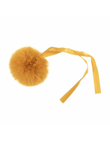 Pompon imitation fourrure 6 cm - Moutarde