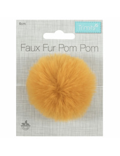 Pompon imitation fourrure 6 cm - Moutarde 2
