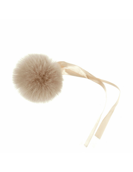 Pompon imitation fourrure 6 cm - Naturel