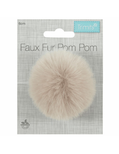 Pompon imitation fourrure 6 cm - Naturel