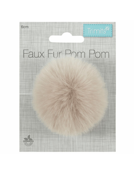 Pompon imitation fourrure 6 cm - Naturel