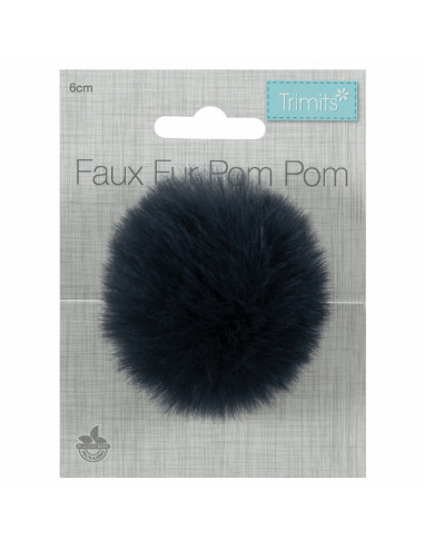 Pompon imitation fourrure 6 cm - Bleu marine