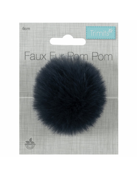 Pompon imitation fourrure 6 cm - Bleu marine