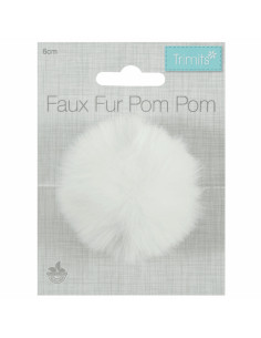 Pompon imitation fourrure 6 cm - Blanc 2