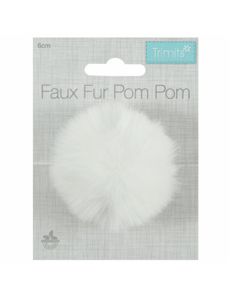 Pompon imitation fourrure 6 cm - Blanc