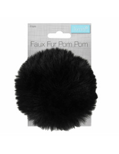 Pompon imitation fourrure 11 cm - Noir 2