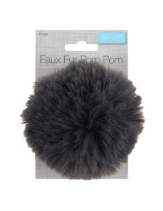 Pompon imitation fourrure 11 cm - Gris 2