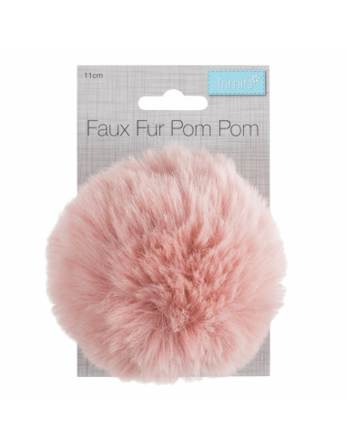 Pompon imitation fourrure 11 cm - Rose clair