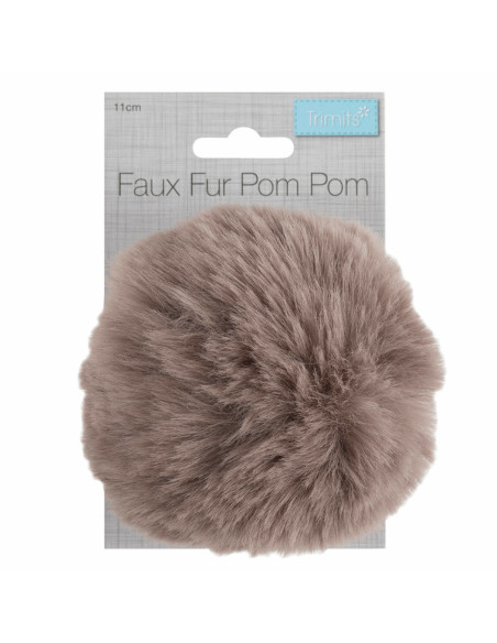 Pompon imitation fourrure 11 cm - Vison
