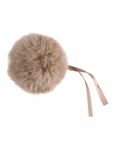 Pompon imitation fourrure 11 cm - Naturel