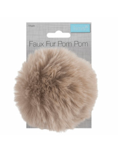 Pompon imitation fourrure 11 cm - Naturel 2