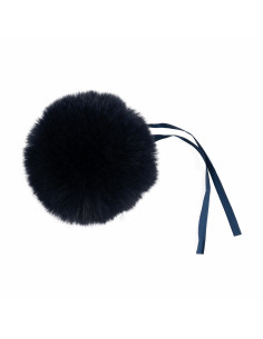 Pompon imitation fourrure 11 cm - Bleu marine