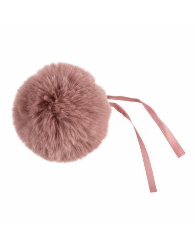 Pompon imitation fourrure 11 cm - Vieux rose