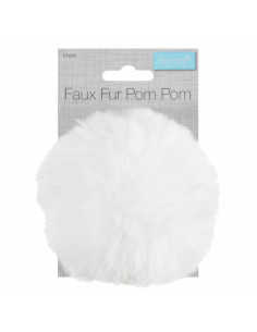 Pompon imitation fourrure 11 cm - Blanc 2